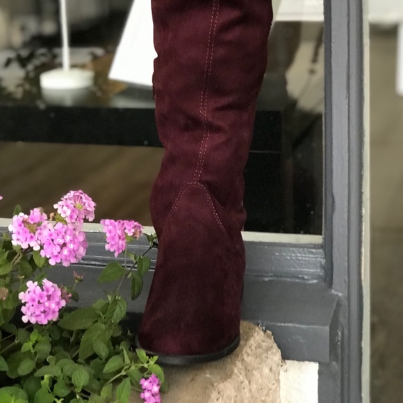 City Classified Burgundy Faux Suede lace up BOOT - Picture 5 of 6